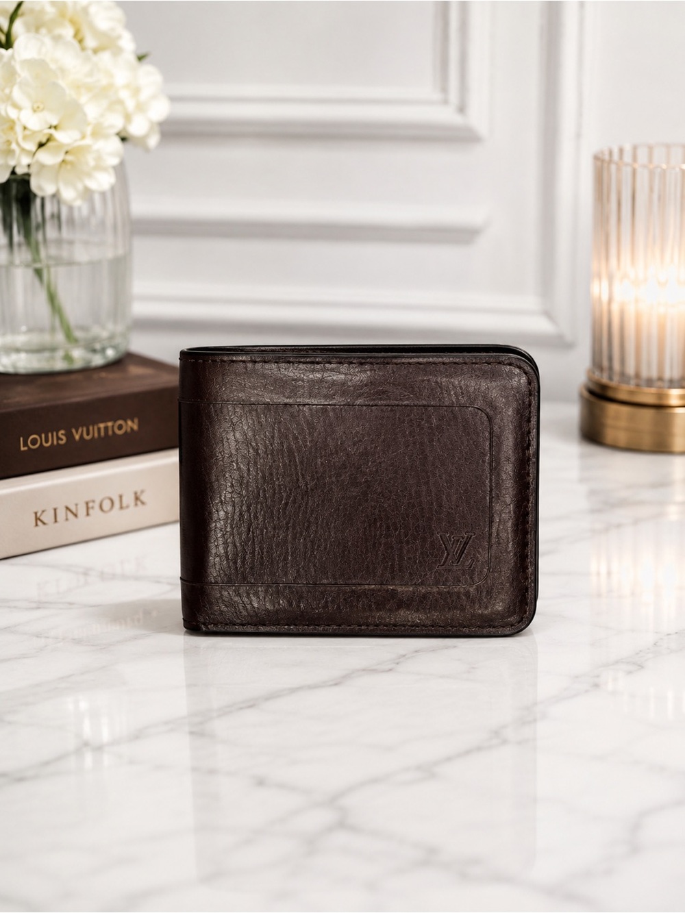Louis Vuitton Deep Brown Leather Men’s Bifold Wallet Date Code CA0015
